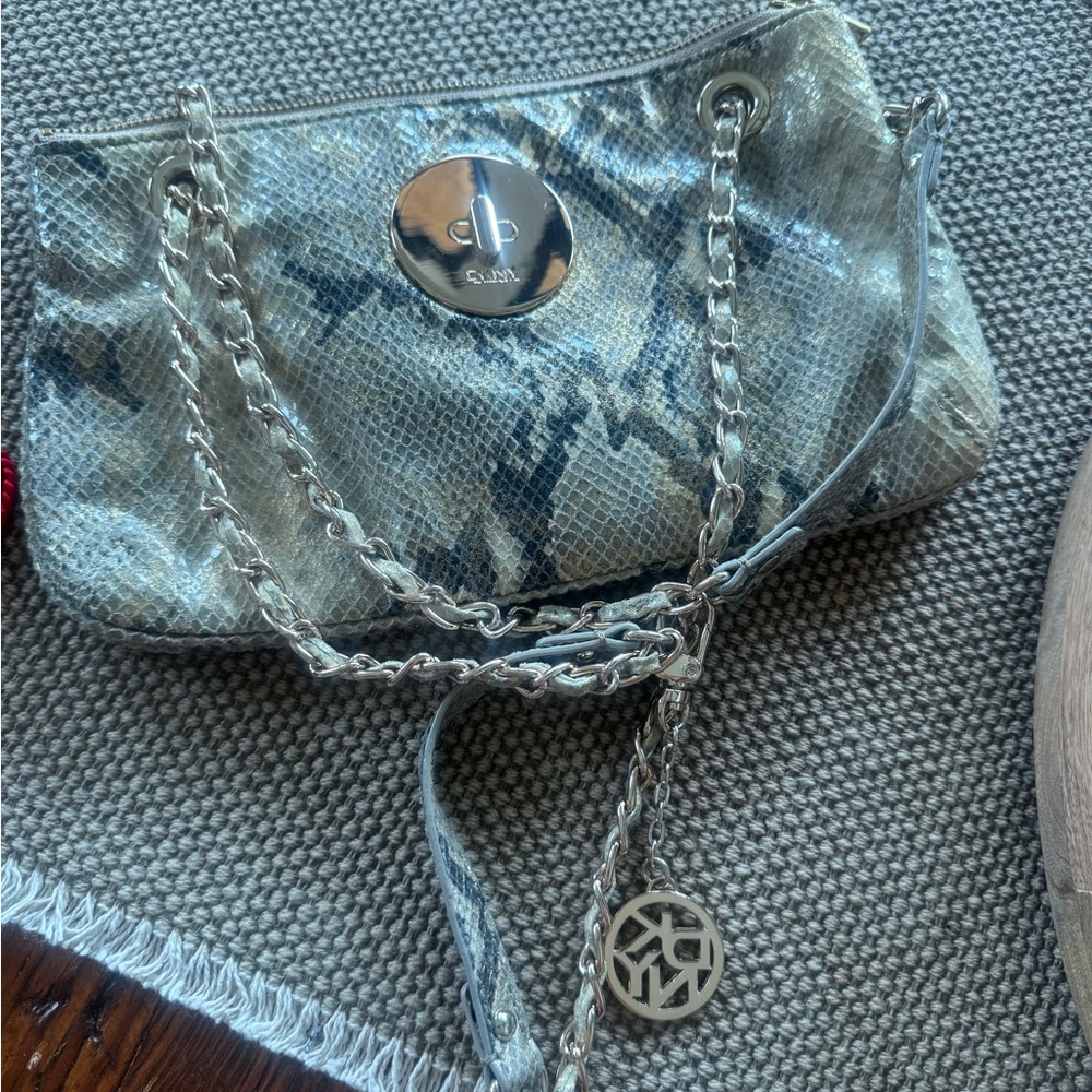 DKNY Snakeskin Patterned Shoulder Bag - Gray